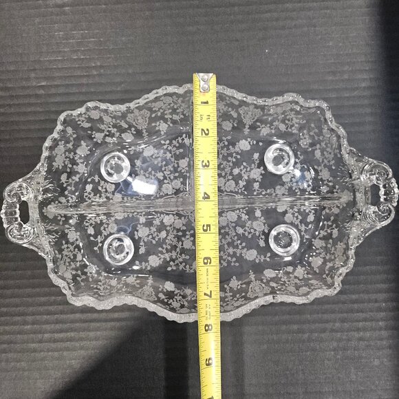 Vintage Cambridge 4 Toed 3 Part Celery Relish Dish in Rose Point Clear Pattern # - Picture 11 of 12